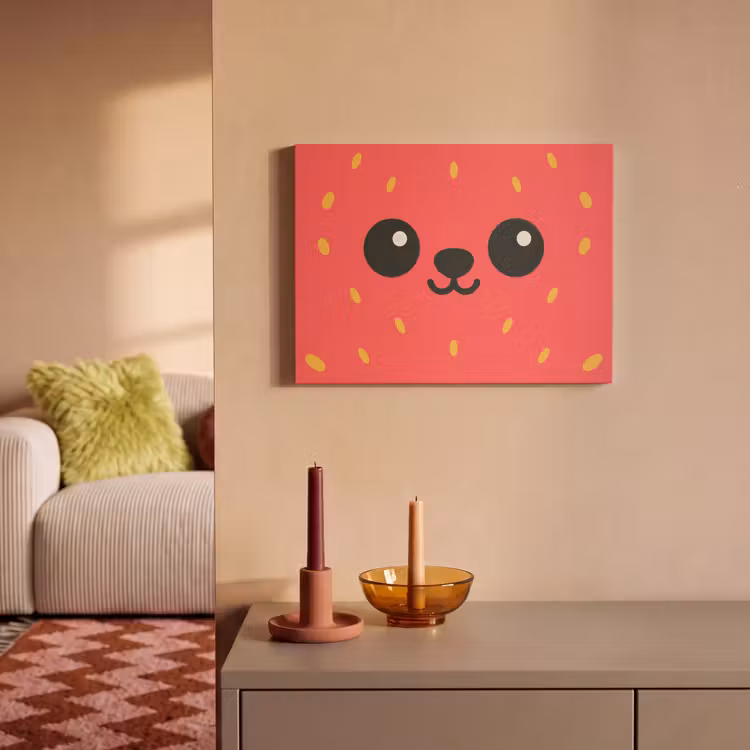 Akoestisch schilderij - Kat - Aardbei - Cartoon — 2