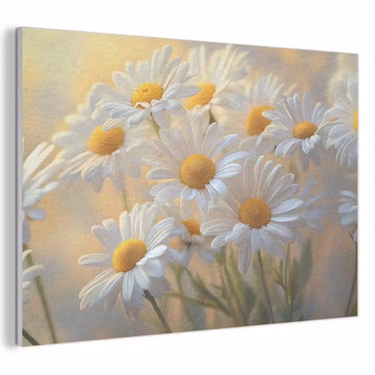 Akoestisch schilderij - Madeliefjes - Wit - Zonlicht — 1