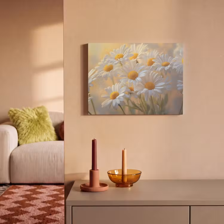 Akoestisch schilderij - Madeliefjes - Wit - Zonlicht — 2