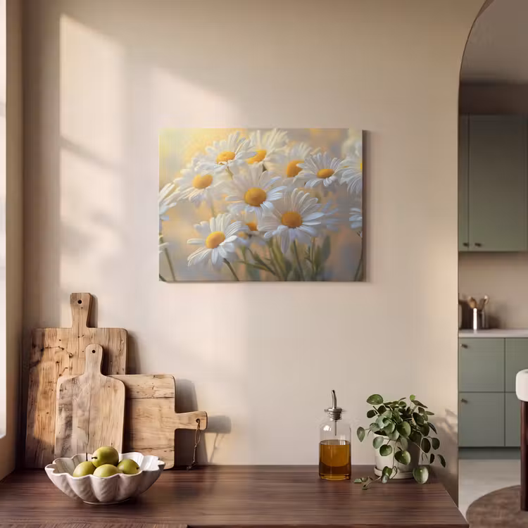 Akoestisch schilderij - Madeliefjes - Wit - Zonlicht — 3