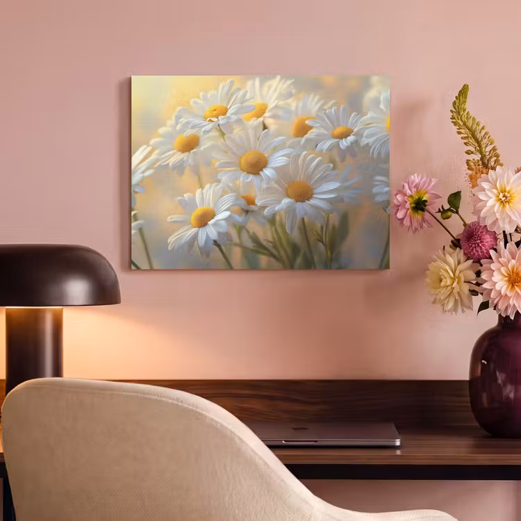 Akoestisch schilderij - Madeliefjes - Wit - Zonlicht — 4