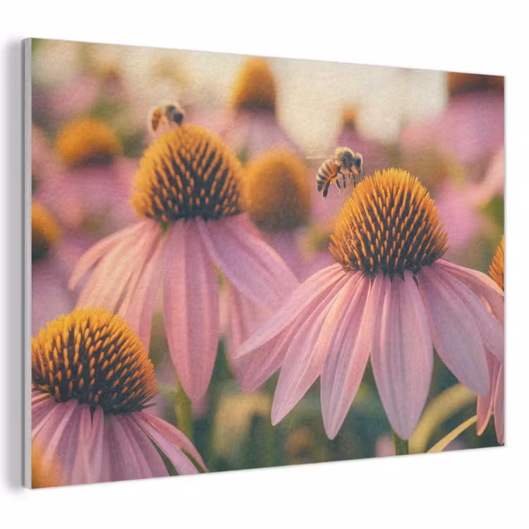 Akoestisch schilderij - Bloemen - Paars - Bijen — 1