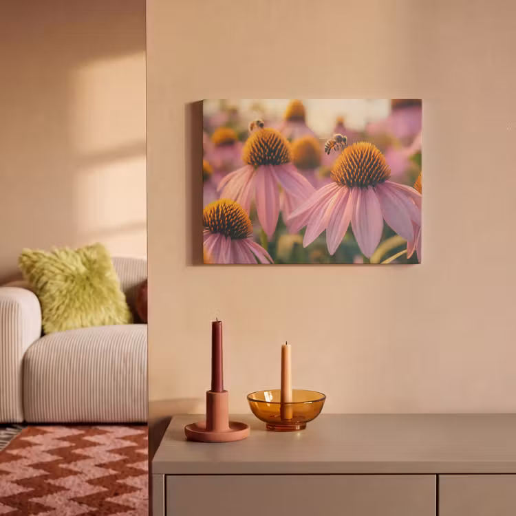 Akoestisch schilderij - Bloemen - Paars - Bijen — 2