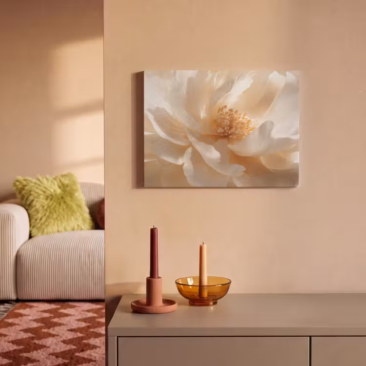Akoestisch schilderij - Close up - Pioenroos - Wit — 2
