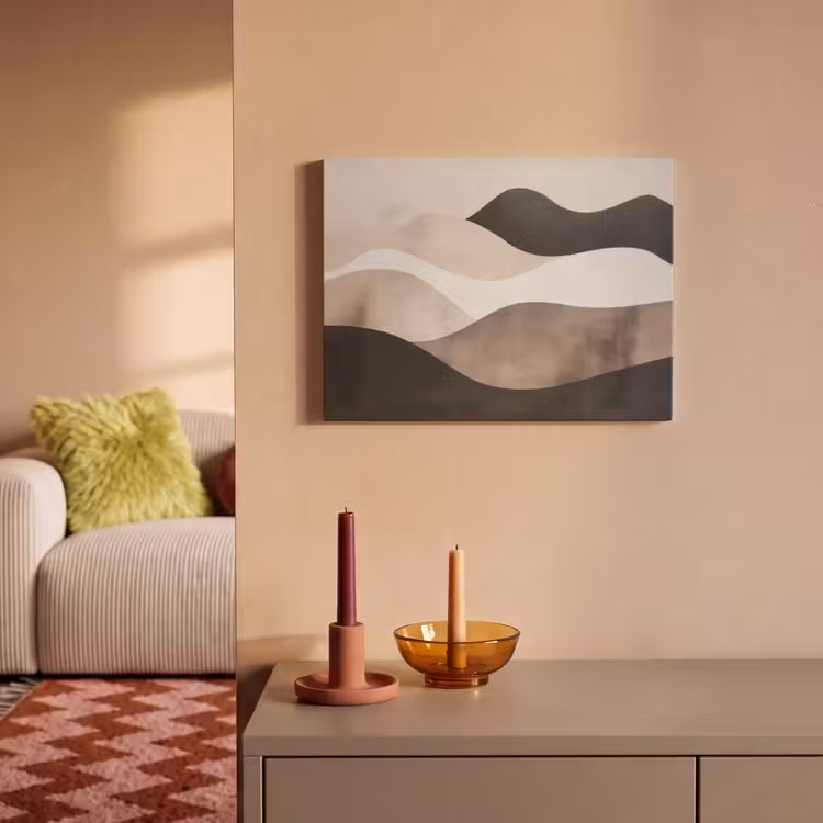 Akoestisch schilderij - Abstract - Landschap - Golven - Crèmekleur — 2