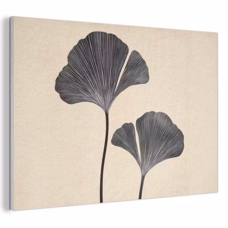 Akoestisch schilderij - Bladeren - Minimalistisch - Zwart — 1