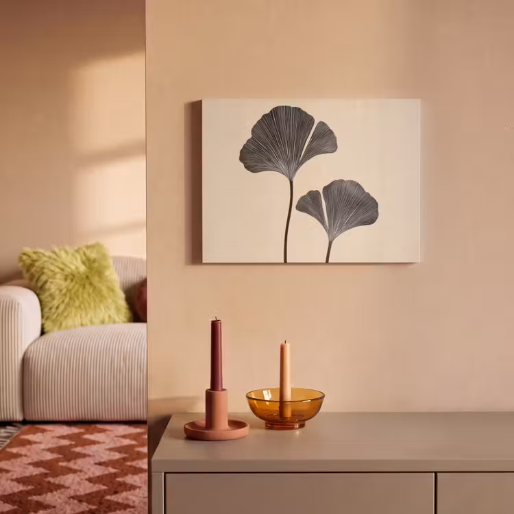 Akoestisch schilderij - Bladeren - Minimalistisch - Zwart — 2