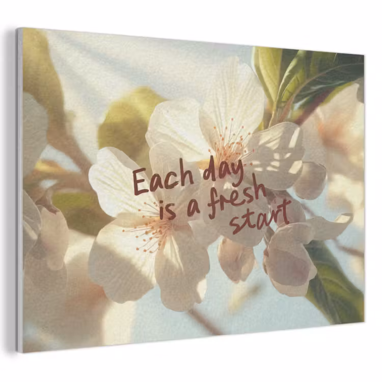 Akoestisch schilderij - Bloesems - Zonlicht - Quote - Wit — 1