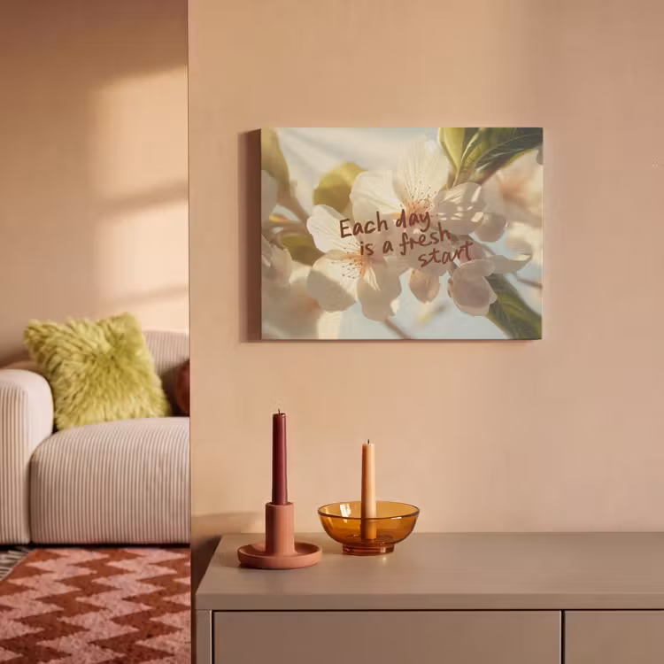 Akoestisch schilderij - Bloesems - Zonlicht - Quote - Wit — 2