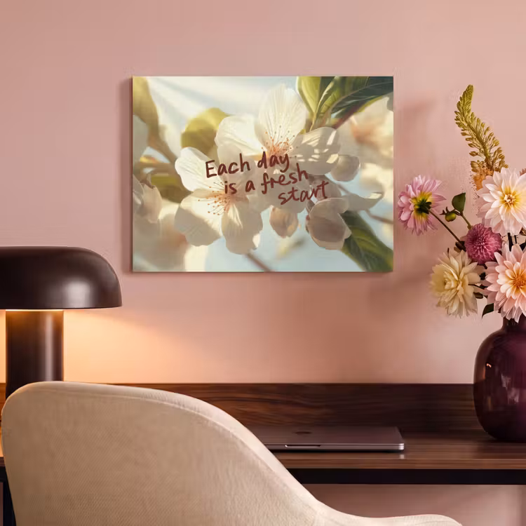 Akoestisch schilderij - Bloesems - Zonlicht - Quote - Wit — 4
