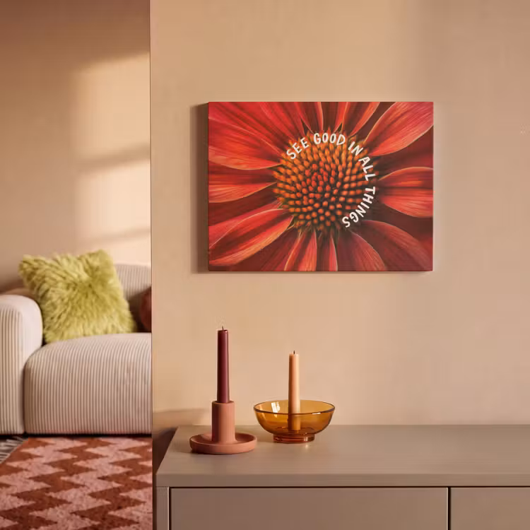Akoestisch schilderij - Close up - Bloem - Quote - Rood — 2