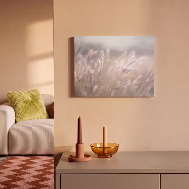 Akoestisch schilderij - Graspluimen - Wind - Beige - Mistig — 2