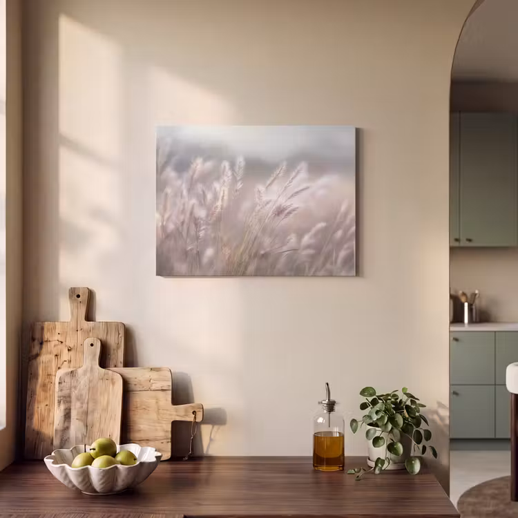 Akoestisch schilderij - Graspluimen - Wind - Beige - Mistig — 3