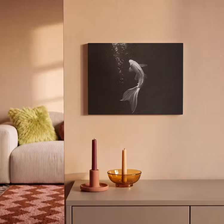 Akoestisch schilderij - Koi - Vis - Wit - Zwart — 2