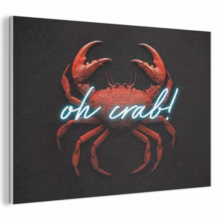 Akoestisch schilderij - Krab - Rood - Neon - Quote — 1