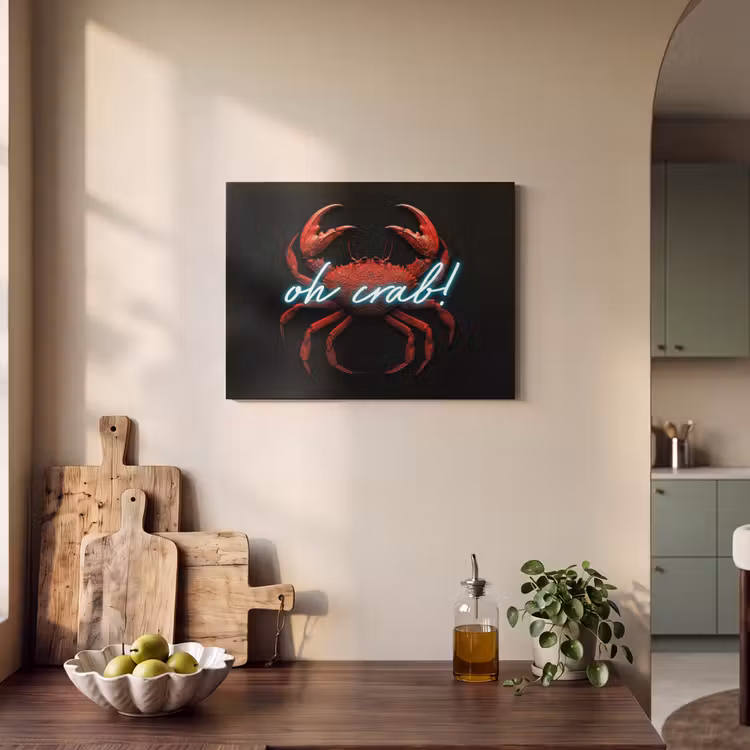 Akoestisch schilderij - Krab - Rood - Neon - Quote — 3