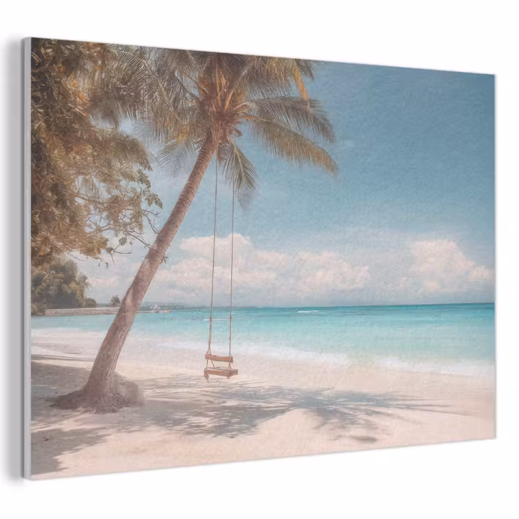 Akoestisch schilderij - Palmboom - Schommel - Strand - Lucht — 1