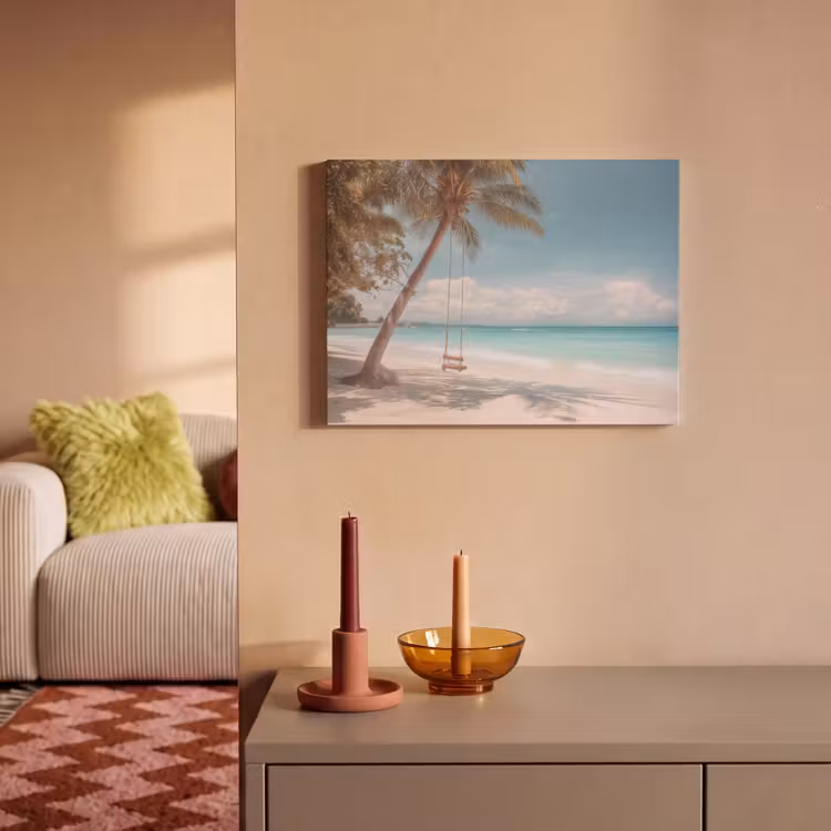 Akoestisch schilderij - Palmboom - Schommel - Strand - Lucht — 2
