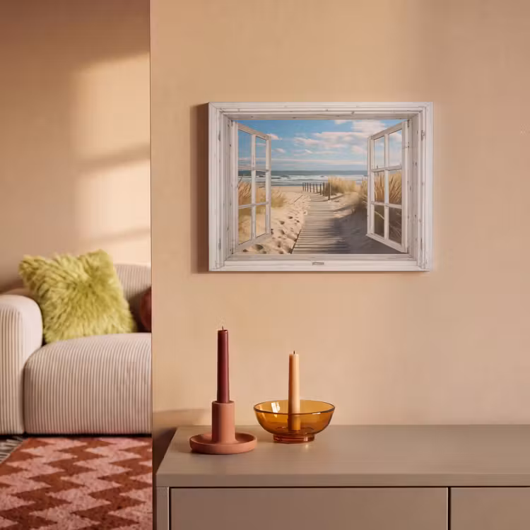 Akoestisch schilderij - Raam - Zee - Kust - Natuur - Doorkijk - Strand - Waddenzee — 2