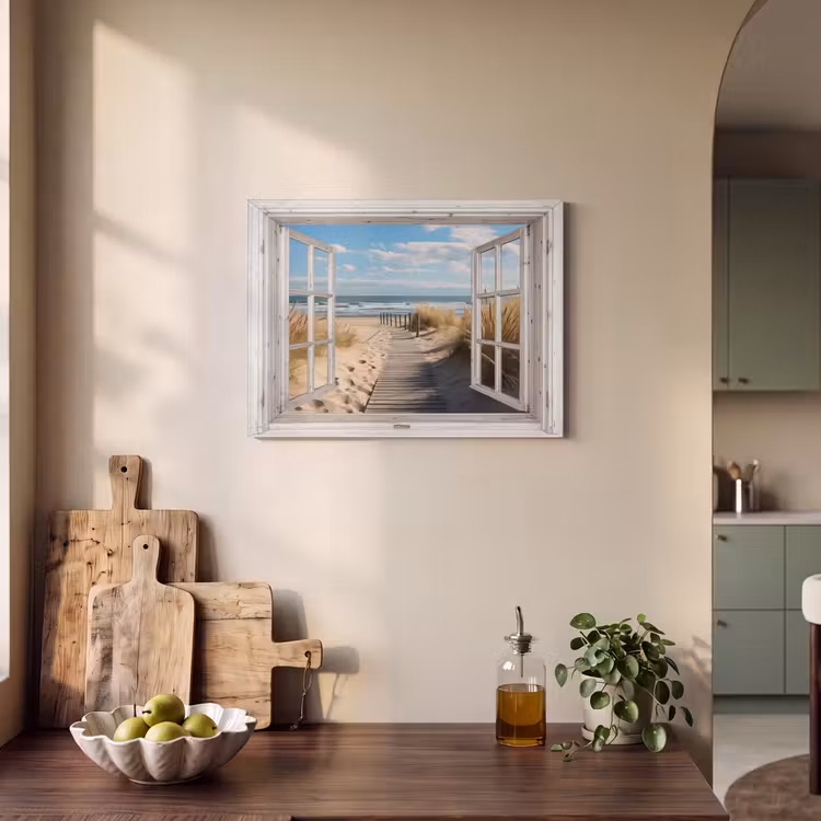 Akoestisch schilderij - Raam - Zee - Kust - Natuur - Doorkijk - Strand - Waddenzee — 3
