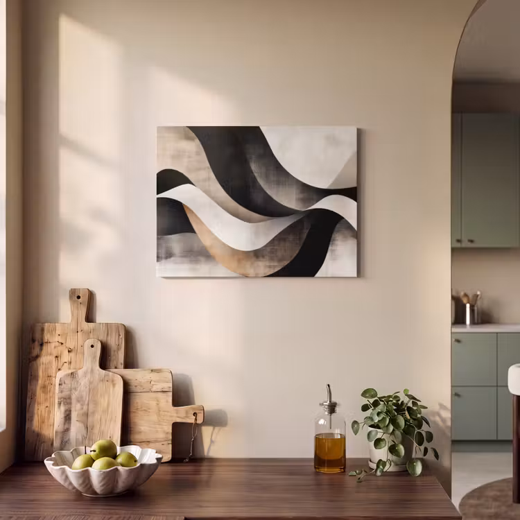 Akoestisch schilderij - Abstract - Golven - Zwart - Verweerd — 3