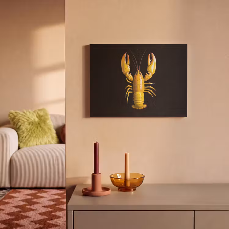 Akoestisch schilderij - Kreeft - Geel - Stippen - Effen — 2