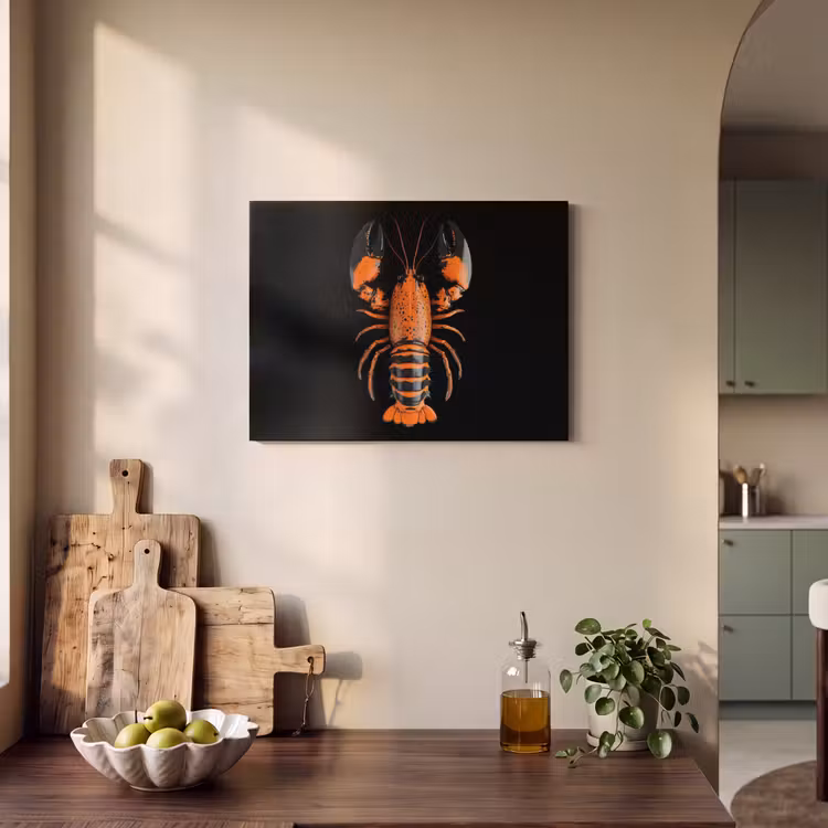 Akoestisch schilderij - Kreeft - Oranje - Zwart - Modern — 3
