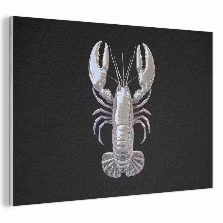 Akoestisch schilderij - Kreeft - Zilver - Metallic - Luxe — 1