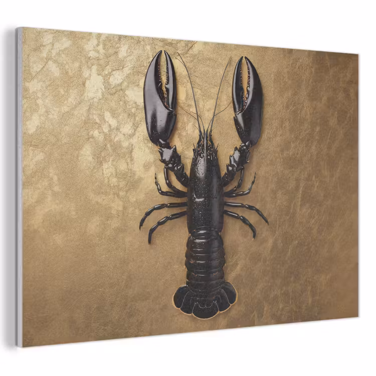 Akoestisch schilderij - Kreeft - Zwart - Goud - Luxe — 1
