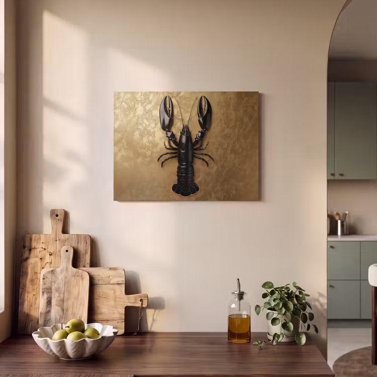 Akoestisch schilderij - Kreeft - Zwart - Goud - Luxe — 3