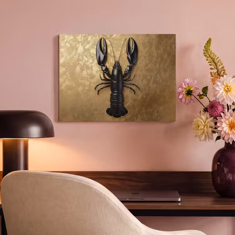 Akoestisch schilderij - Kreeft - Zwart - Goud - Luxe — 4