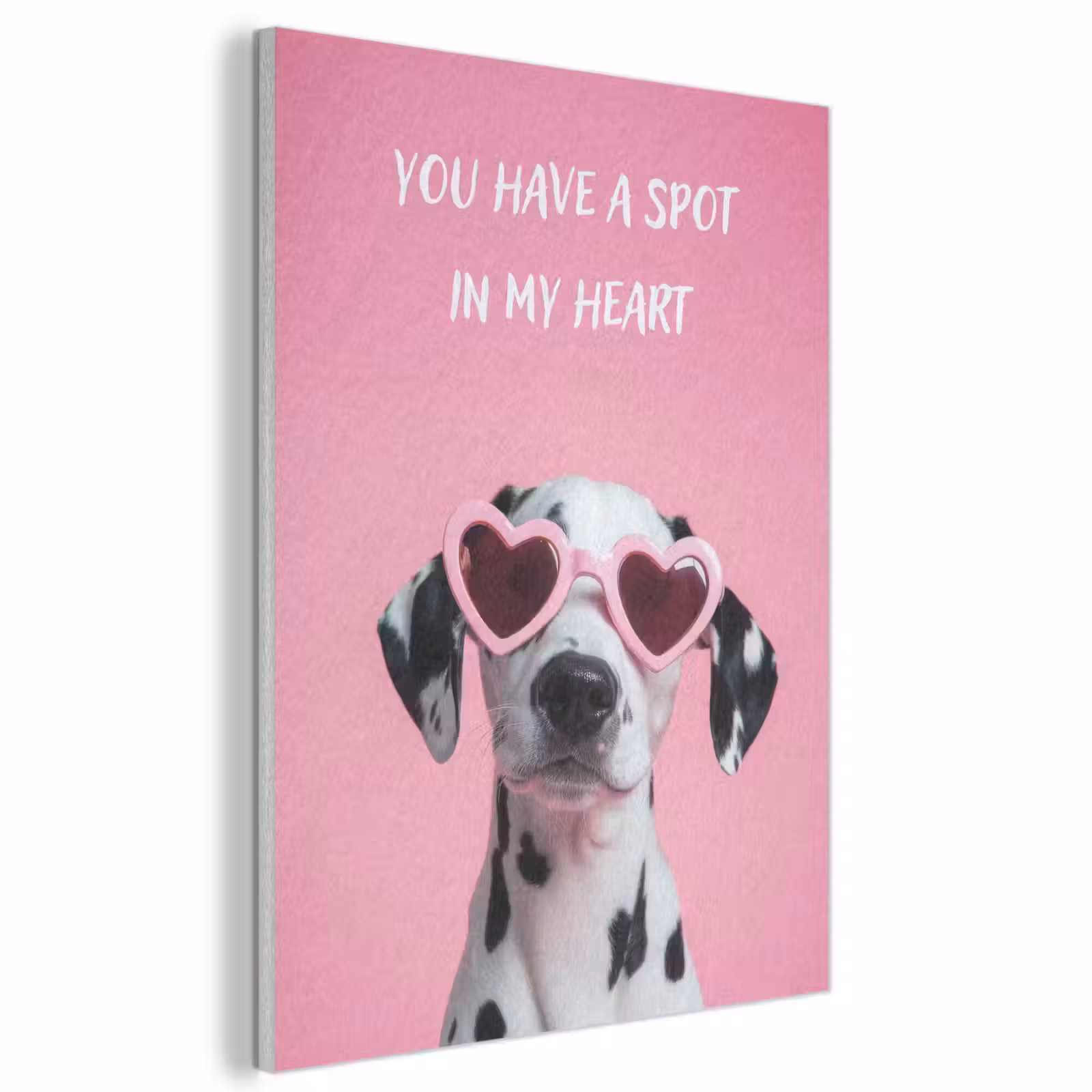Akoestisch schilderij - Hartjes - Hond - Valentijn - Roze — 1