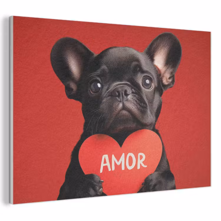 Akoestisch schilderij - Amor - Hond - Hartje - Rood — 1
