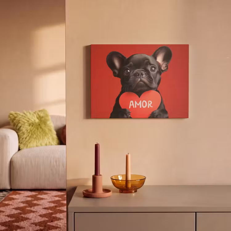 Akoestisch schilderij - Amor - Hond - Hartje - Rood — 2