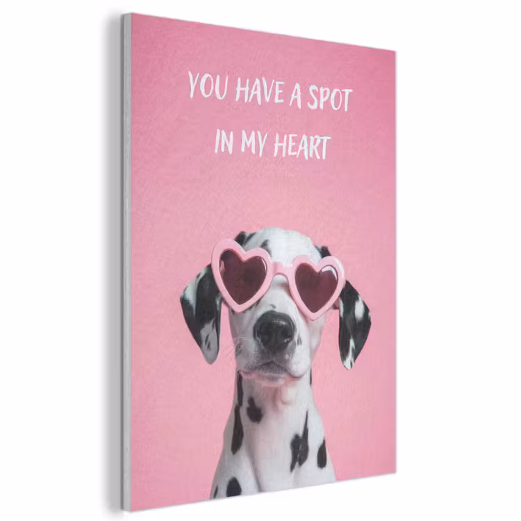 Akoestisch schilderij - Hartjes - Hond - Valentijn - Roze — 1