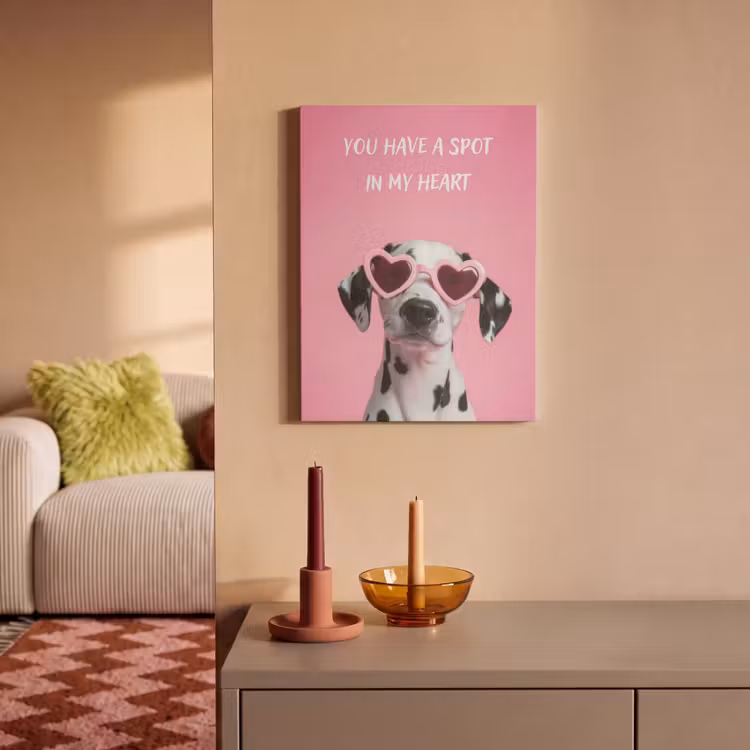 Akoestisch schilderij - Hartjes - Hond - Valentijn - Roze — 2