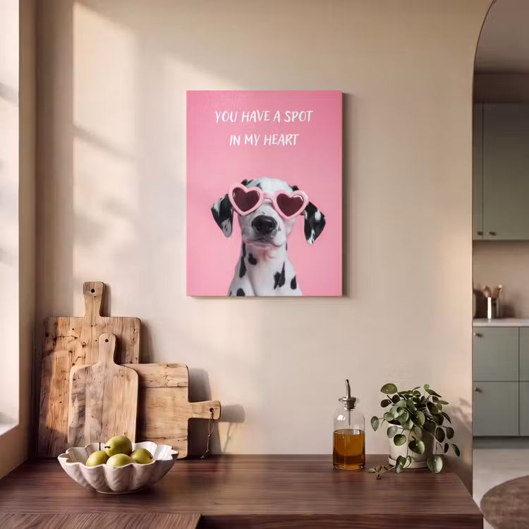 Akoestisch schilderij - Hartjes - Hond - Valentijn - Roze — 3