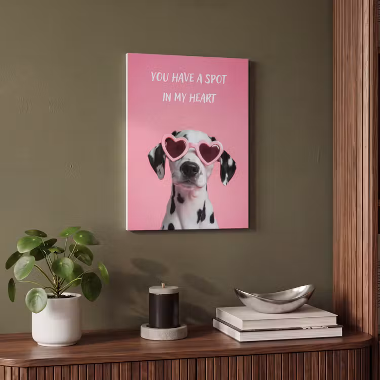 Akoestisch schilderij - Hartjes - Hond - Valentijn - Roze — 4