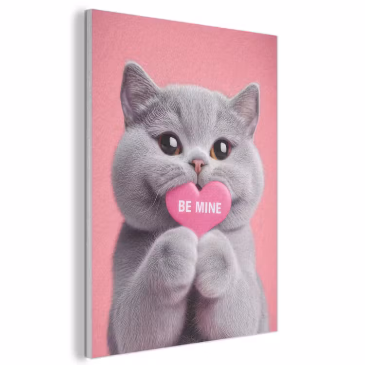 Akoestisch schilderij - Kat - Valentijn - Roze - Liefde — 1