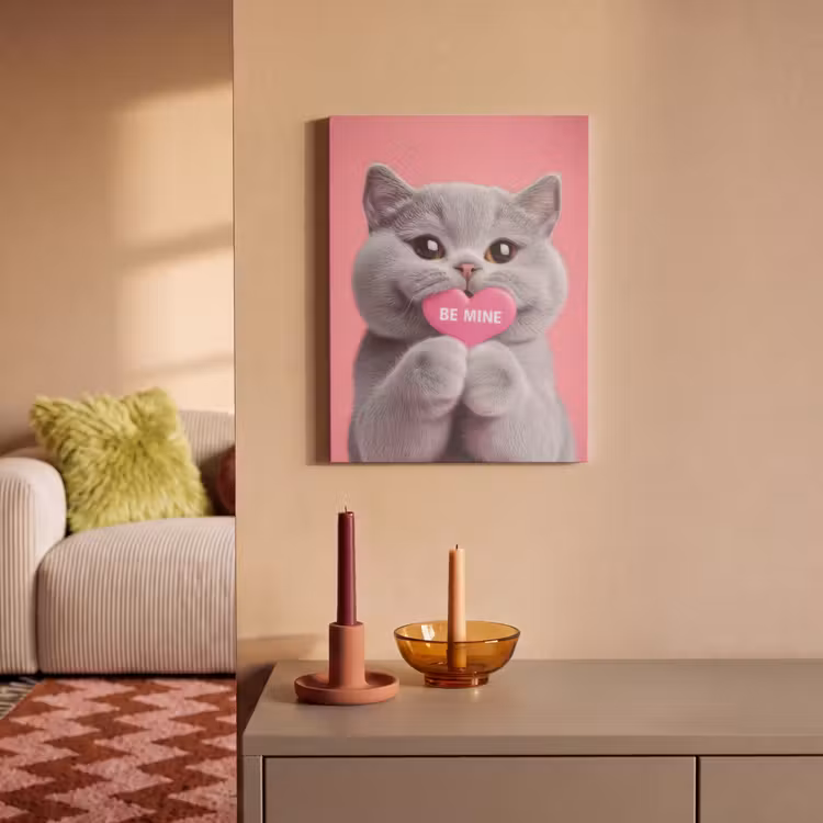 Akoestisch schilderij - Kat - Valentijn - Roze - Liefde — 2