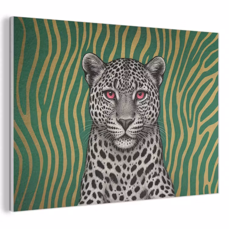 Akoestisch schilderij - Panter - Zebrapatroon - Groen — 1