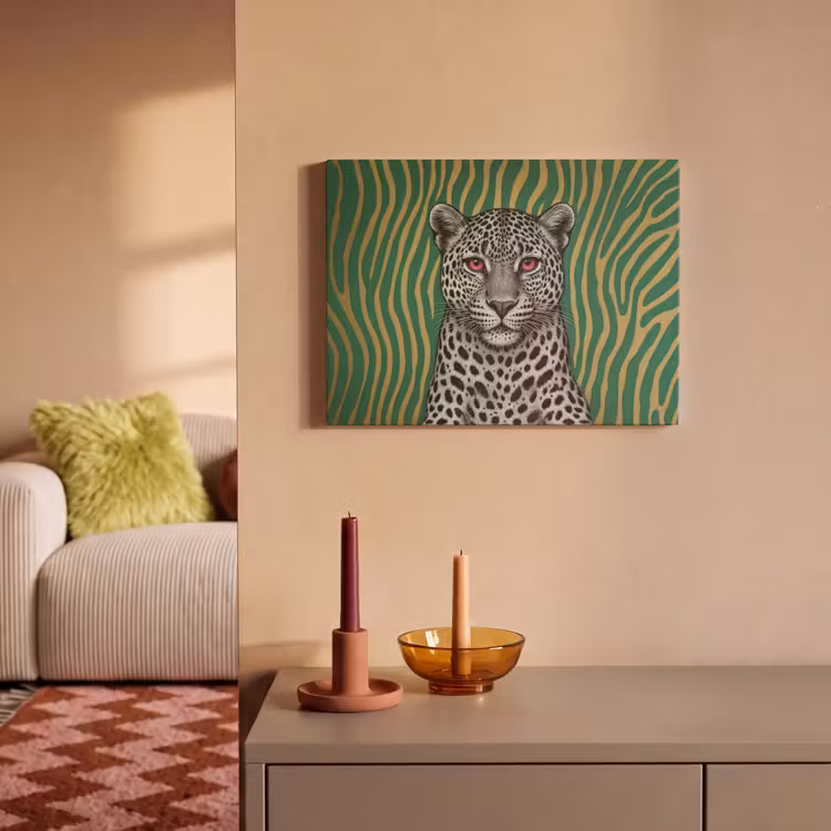 Akoestisch schilderij - Panter - Zebrapatroon - Groen — 2