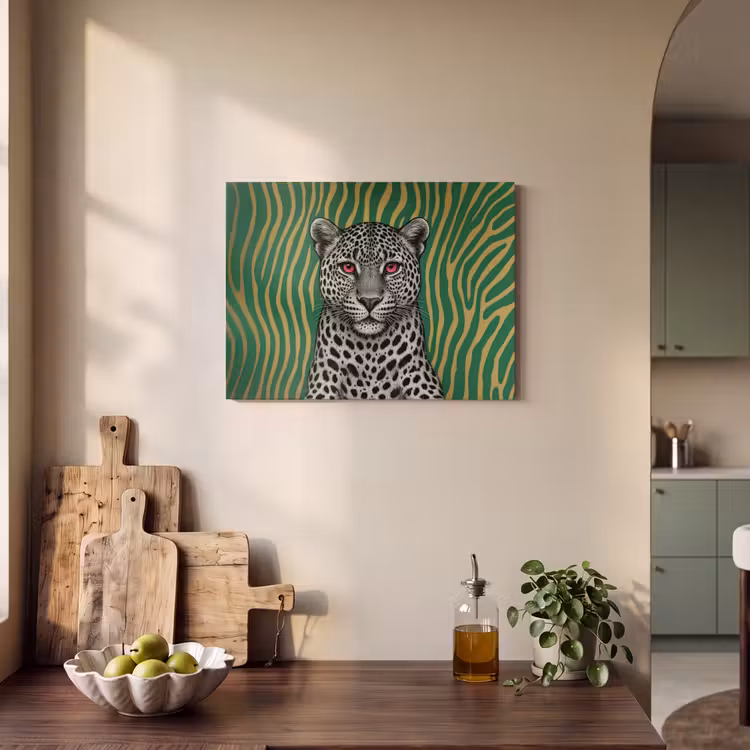 Akoestisch schilderij - Panter - Zebrapatroon - Groen — 3