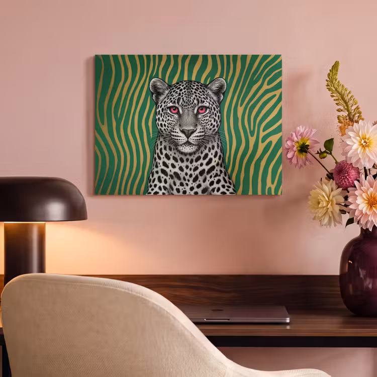 Akoestisch schilderij - Panter - Zebrapatroon - Groen — 4