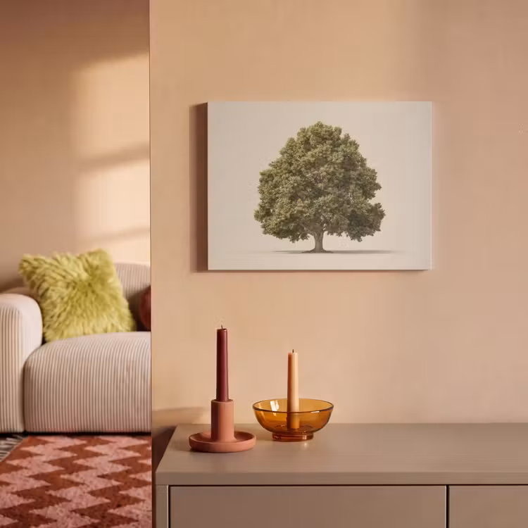 Akoestisch schilderij - Eikenboom - Groen - Lichte achtergrond — 2
