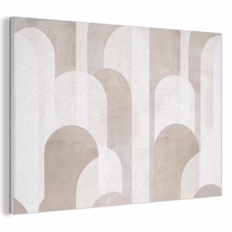 Akoestisch schilderij - Abstracte bogen - Modern - Beige — 1