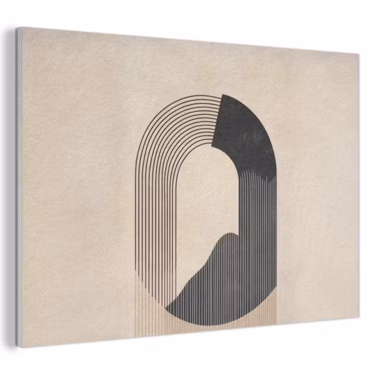 Akoestisch schilderij - Grafisch gebogen motief - Beige — 1