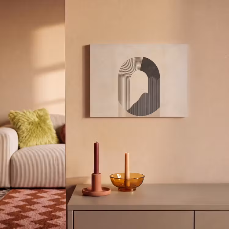 Akoestisch schilderij - Grafisch gebogen motief - Beige — 2