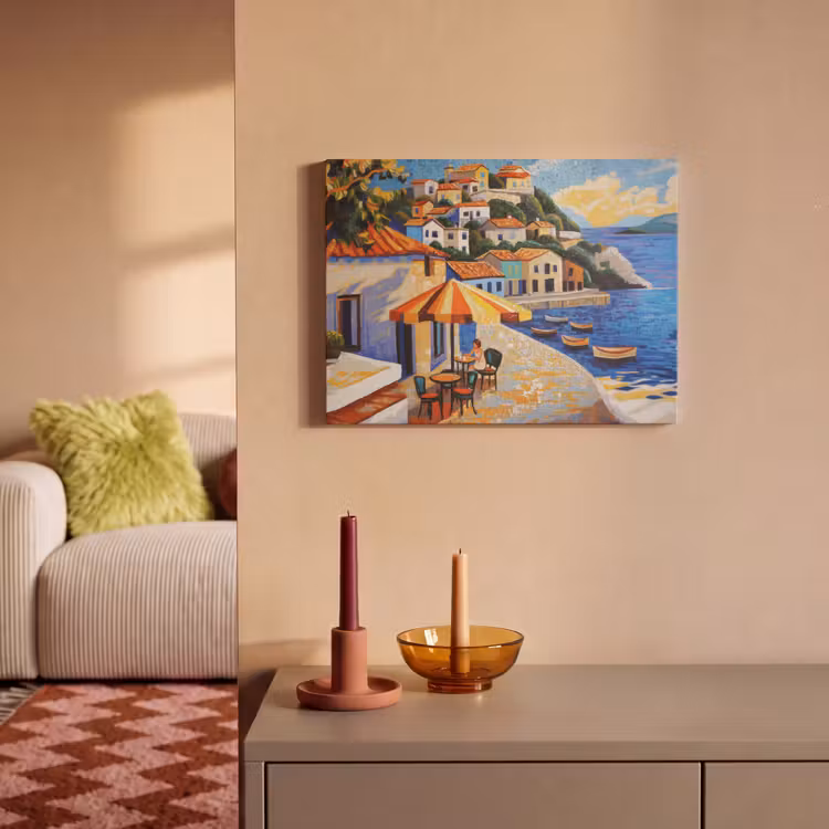 Akoestisch schilderij - Kustdorp - Huisjes - Mozaïek - Zee — 2