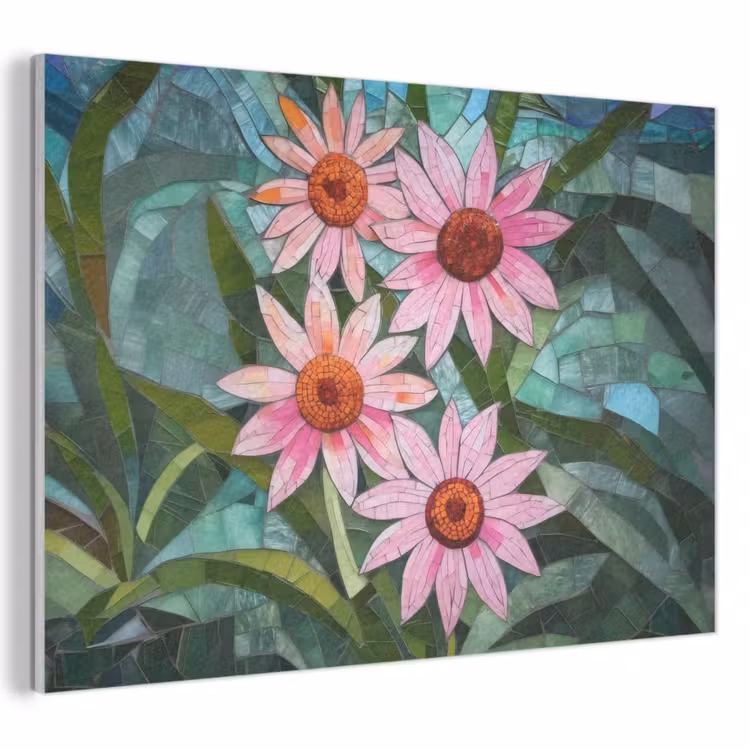 Akoestisch schilderij - Bloemen - Roze - Glasmozaïek — 1